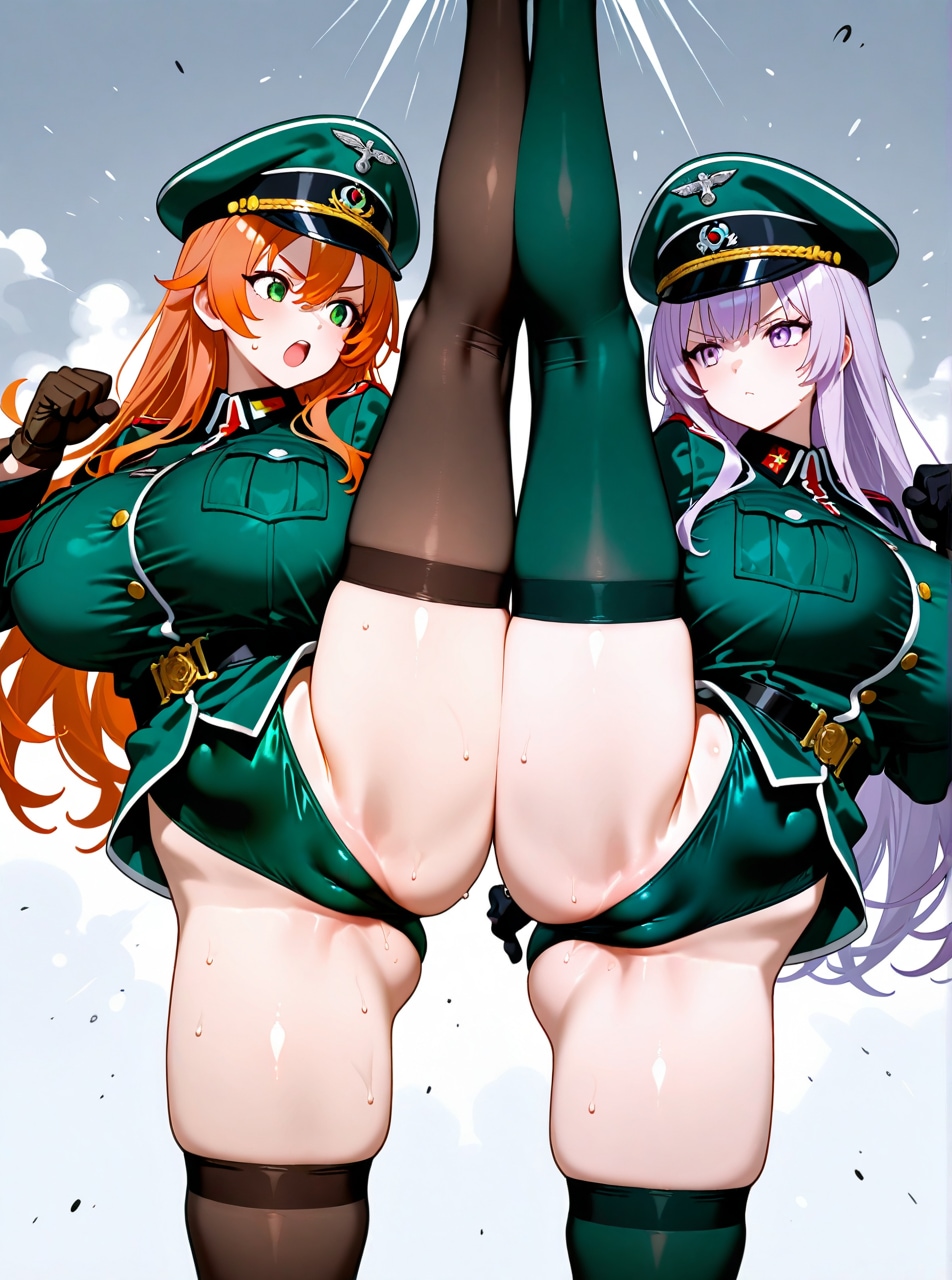 レオタード軍人のハイキック