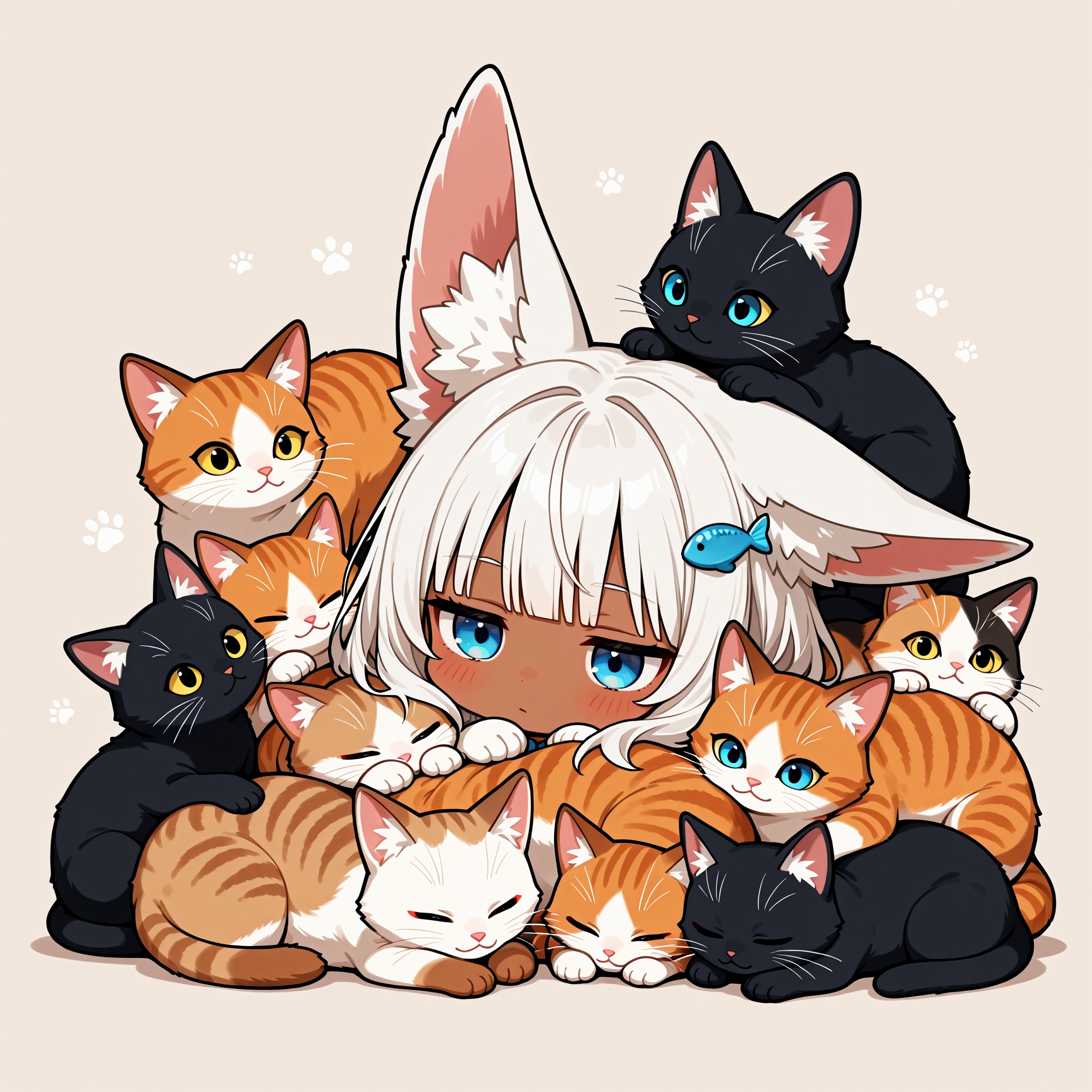 猫と白狐ちゃん | の人気AIイラスト・グラビア