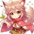 猫の子がちょいと押さえる木の葉かな　擬人化 5枚目