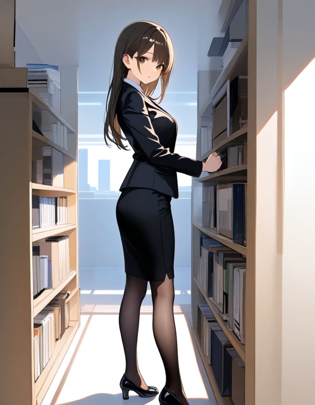 振り向くOLさん