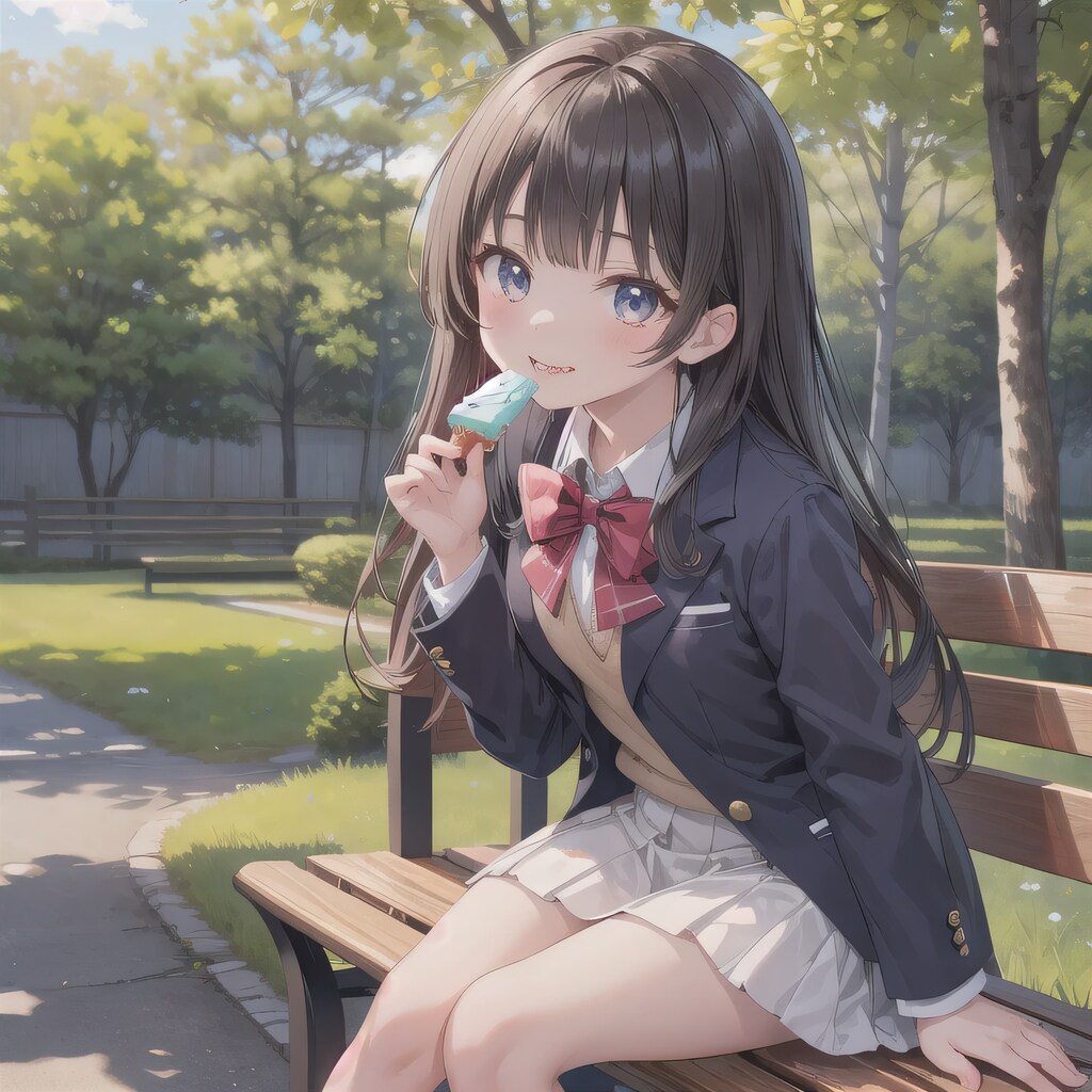 黒髪ロングでブレザーの少女４４