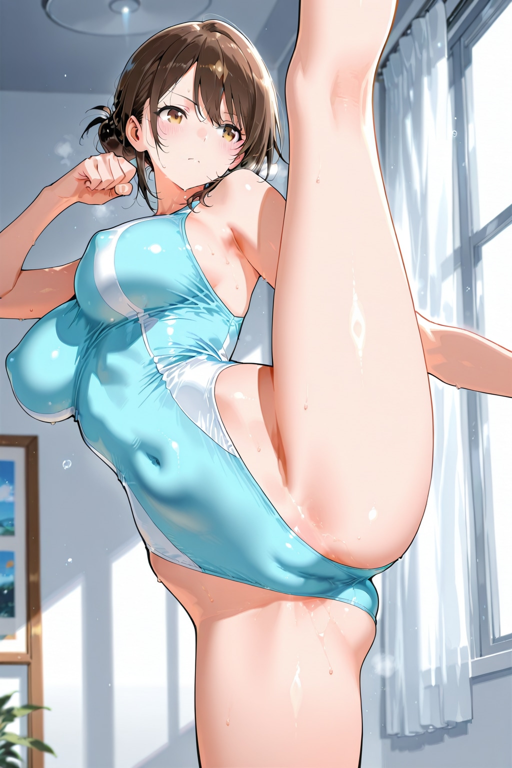 レオタードのハイキック