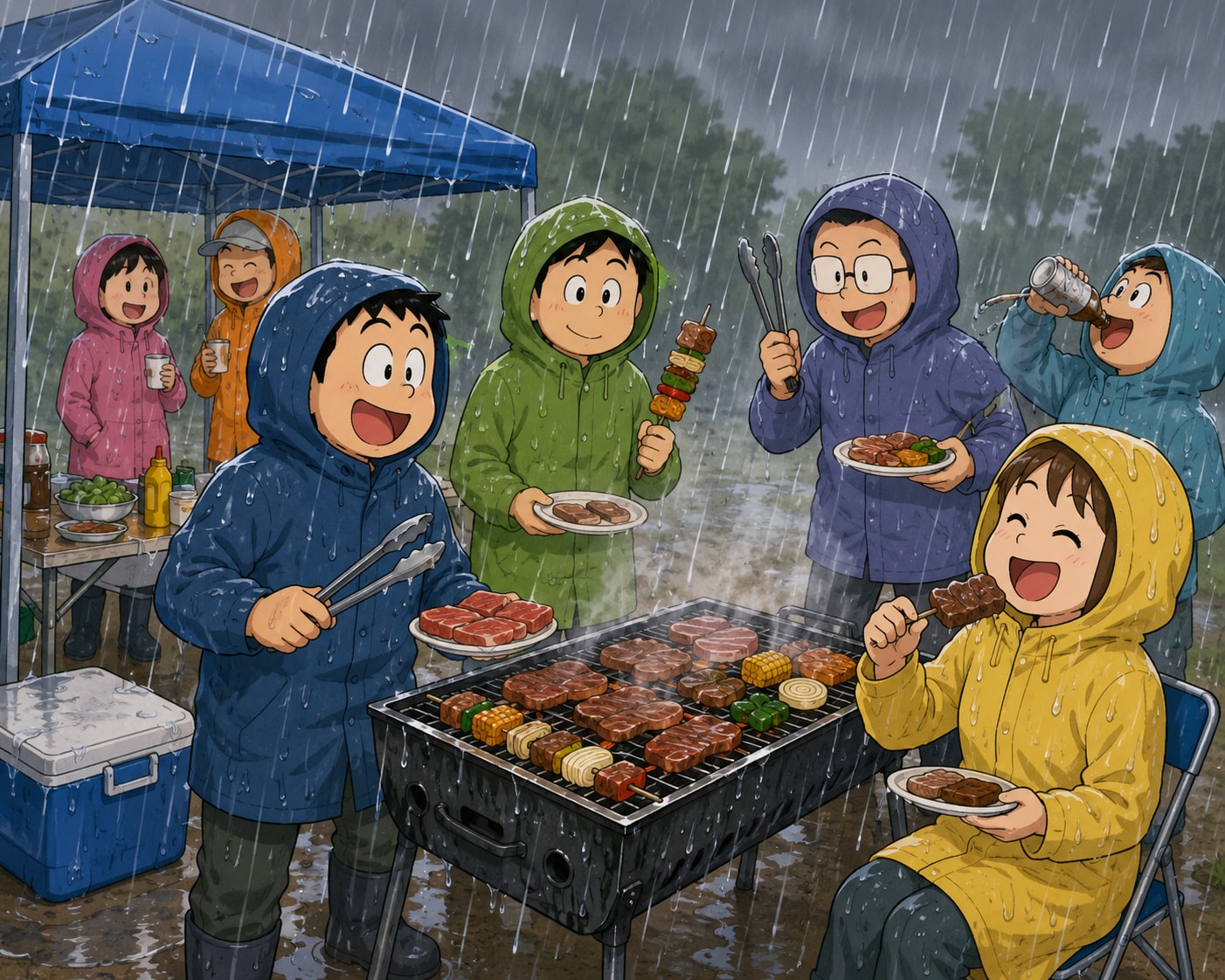 雨BBQ | の人気AIイラスト・グラビア