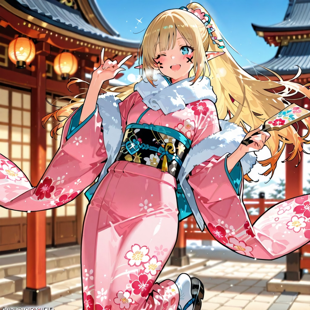 羽根つきをしているエルフの女の子 | の人気AIイラスト・グラビア