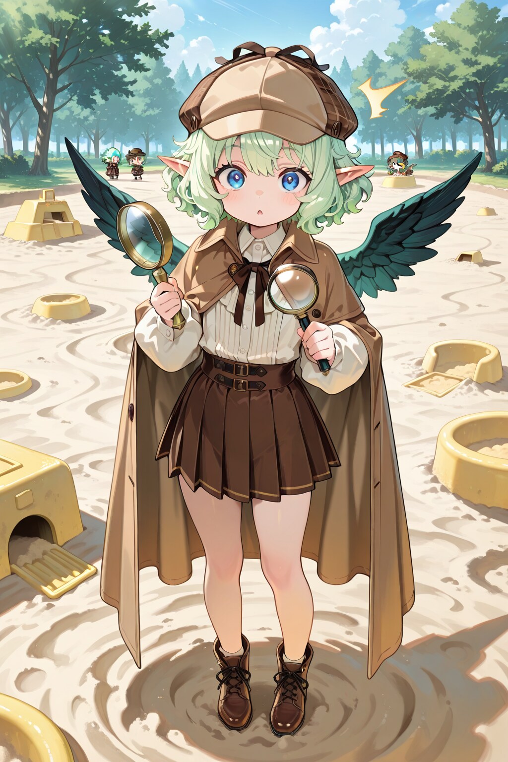 何かに気付いたロリ鳥人探偵 | の人気AIイラスト・グラビア