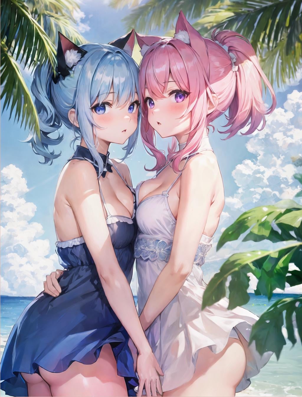 真夏のビーチで