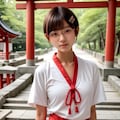 巫女アルバイト中の丸メガネ少女 2枚目