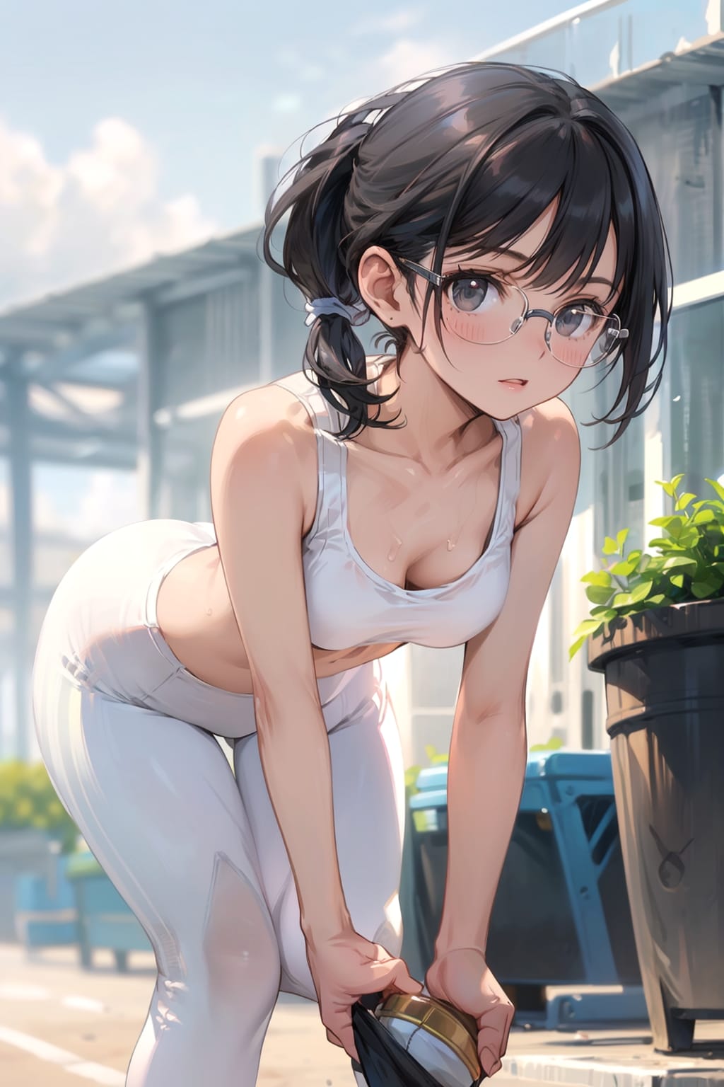 スポーツウェアの眼鏡っ娘