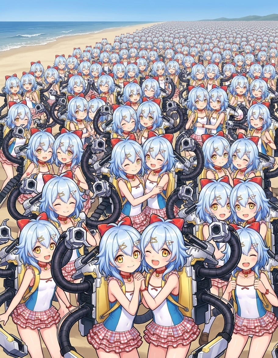 増殖した水着リコちゃん達の合同軍事演習3