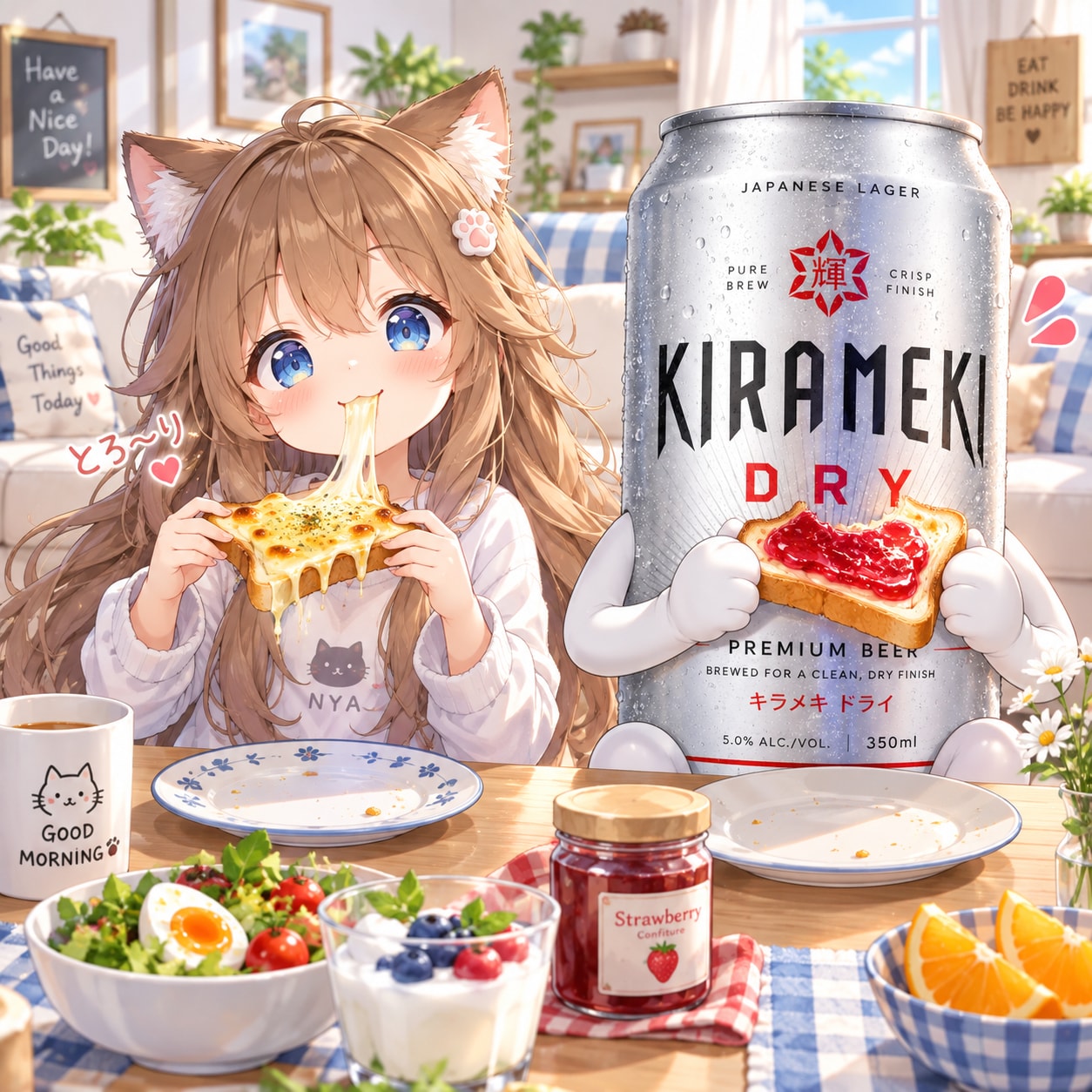 チーズトーストを食べる小さな女の子 | の人気AIイラスト・グラビア