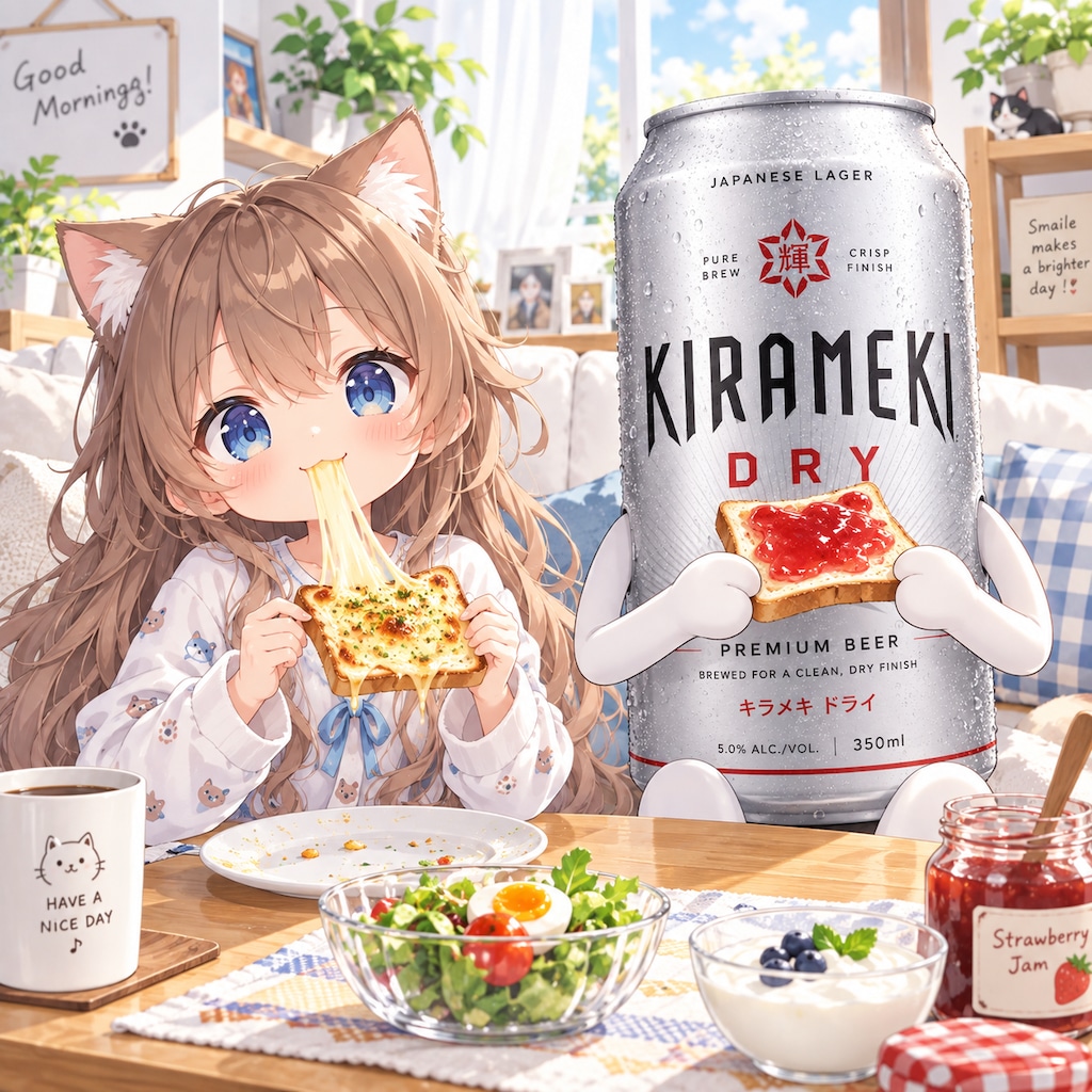 チーズトーストを食べる小さな女の子