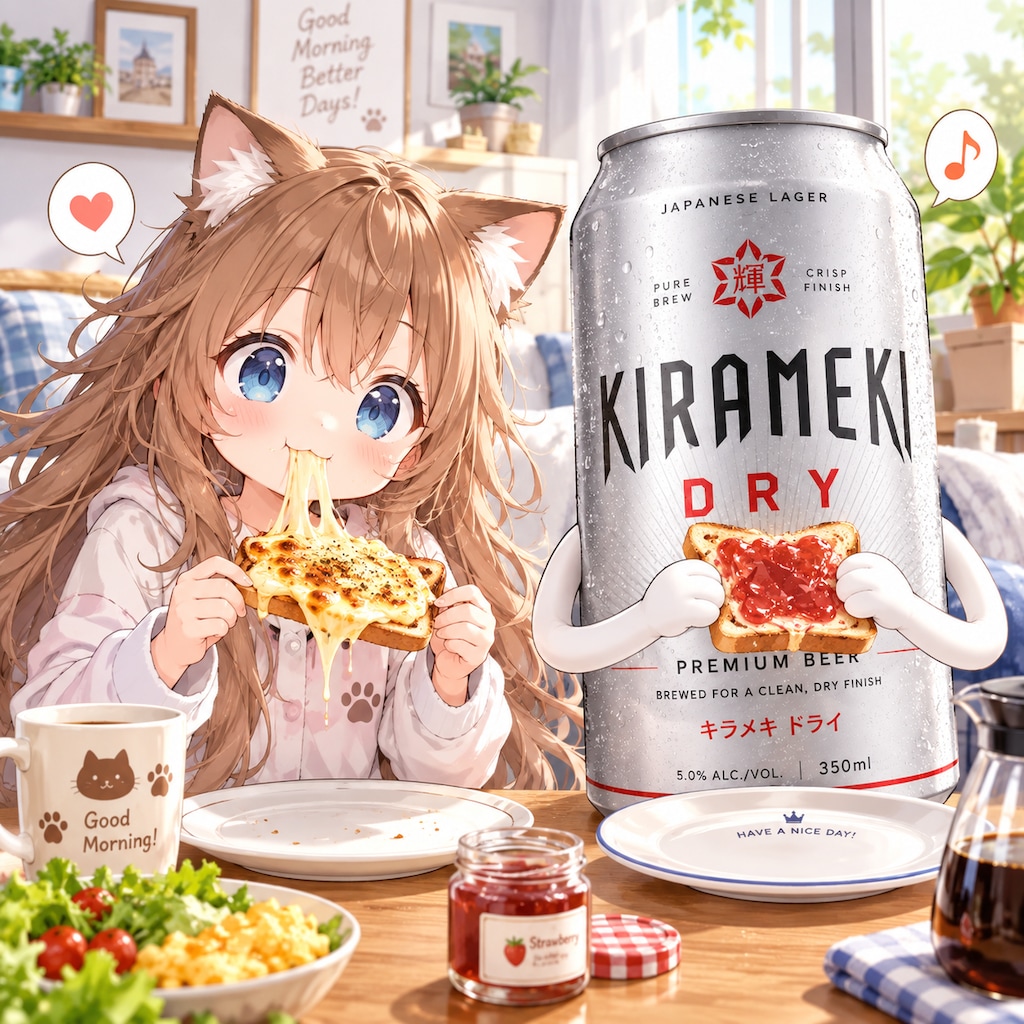 チーズトーストを食べる小さな女の子