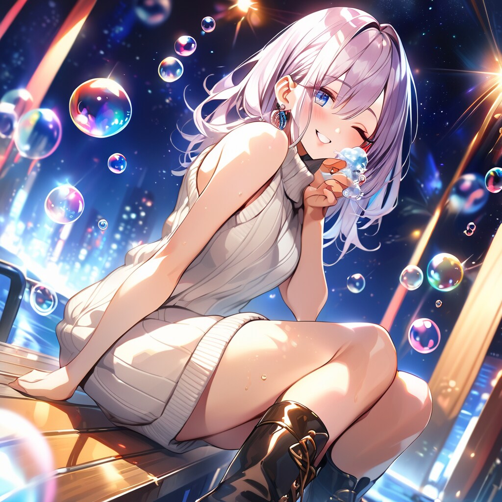 筒なしでシャボン玉作れちゃうすごい娘！