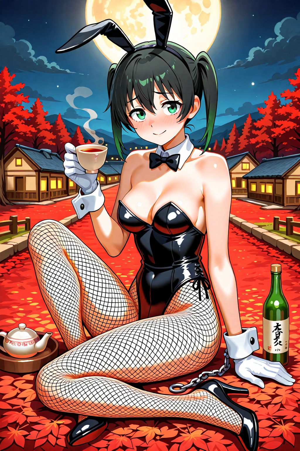 バニーガール衣装のゆうゆと紅葉(ちちぷい版リメイク)