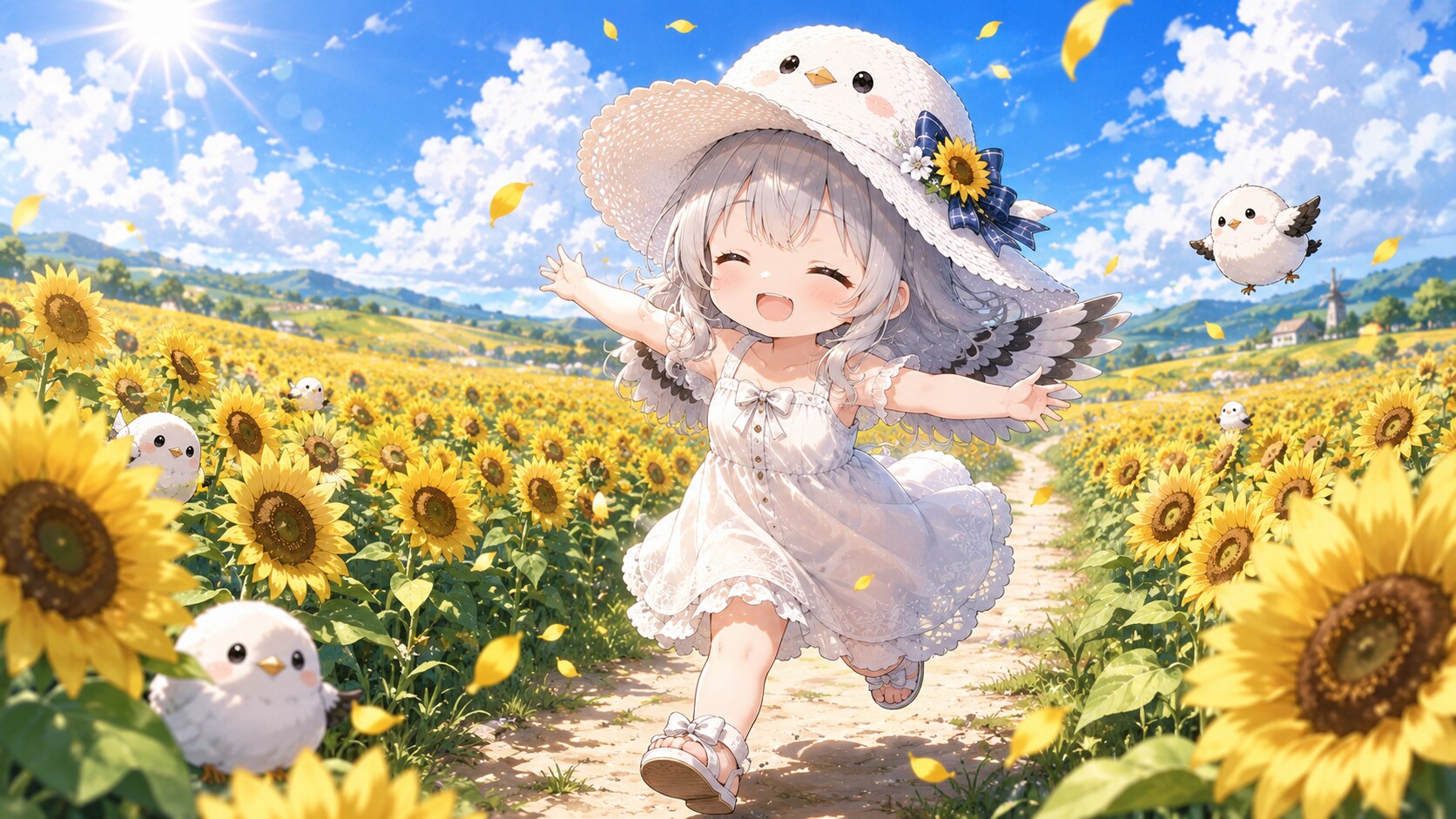 ひまわり畑とシマちゃん | の人気AIイラスト・グラビア