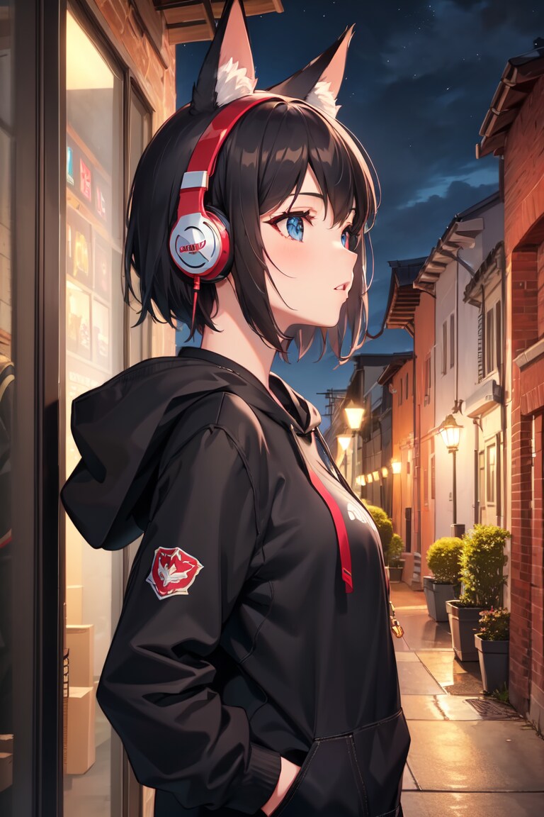 ヘッドホンパーカー狐