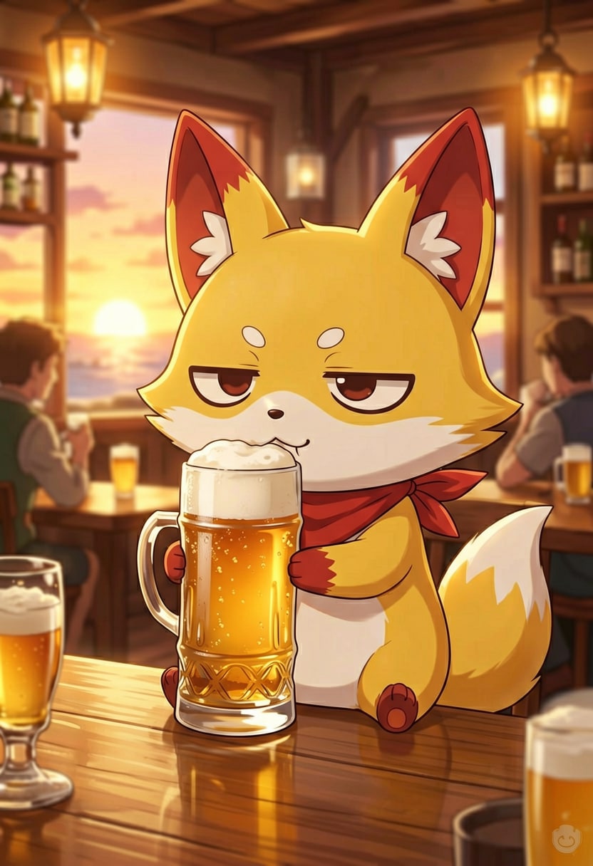金色の愉快な飲み物