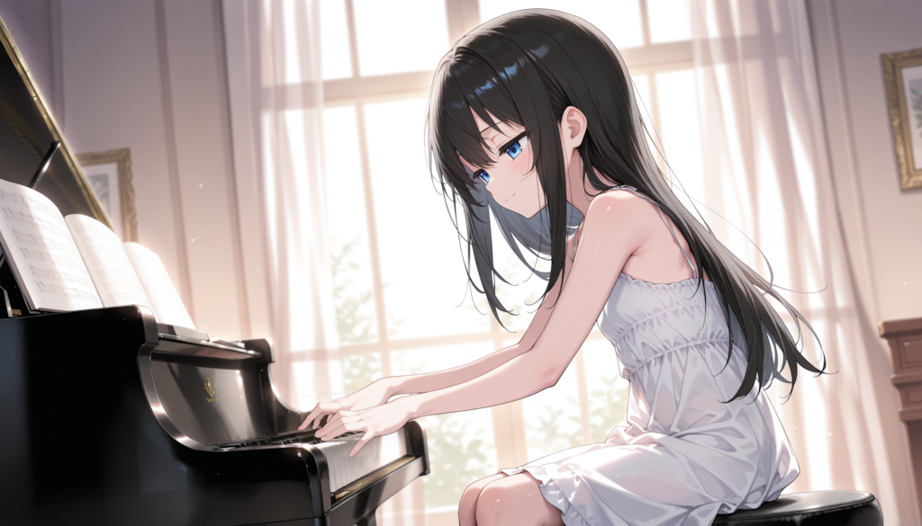 黒髪お嬢様・指先が奏でる芸術