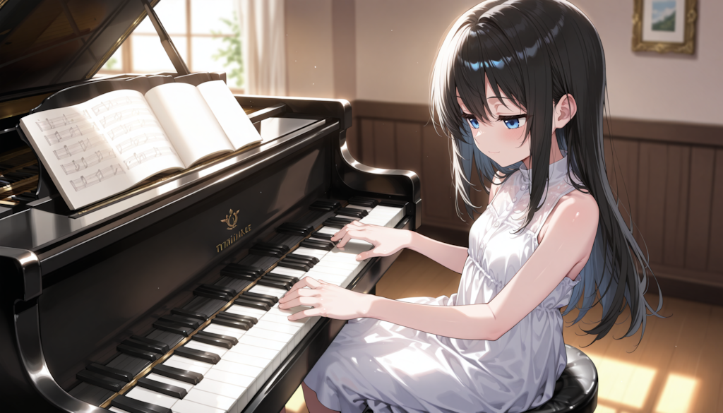 黒髪お嬢様・指先が奏でる芸術