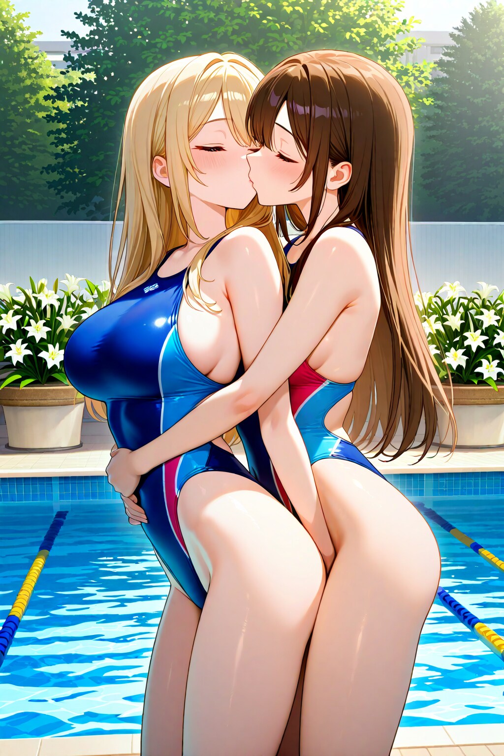 プールで百合イチャ