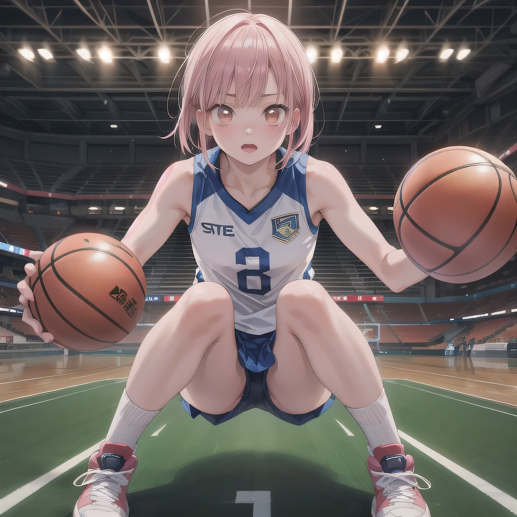 ピンク髪ボブでユニフォームの少女３