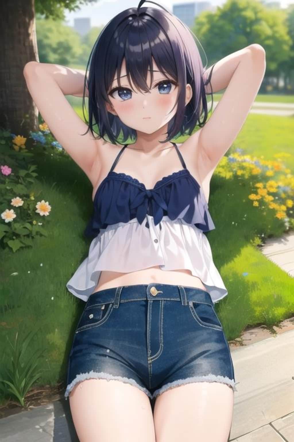公園黒髪娘（522）