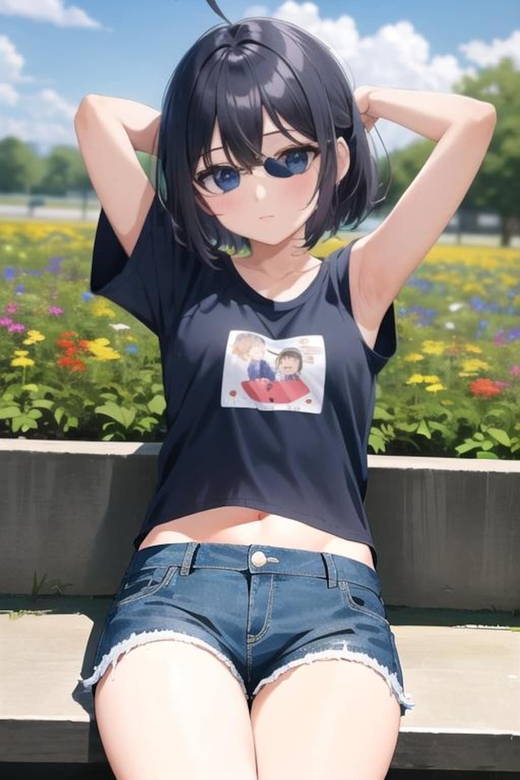 公園黒髪娘（522）