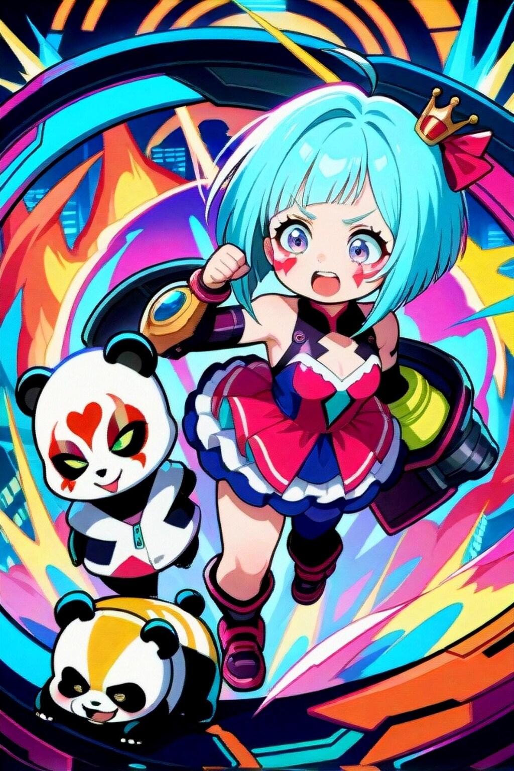 青髪ちゃんとパンダ