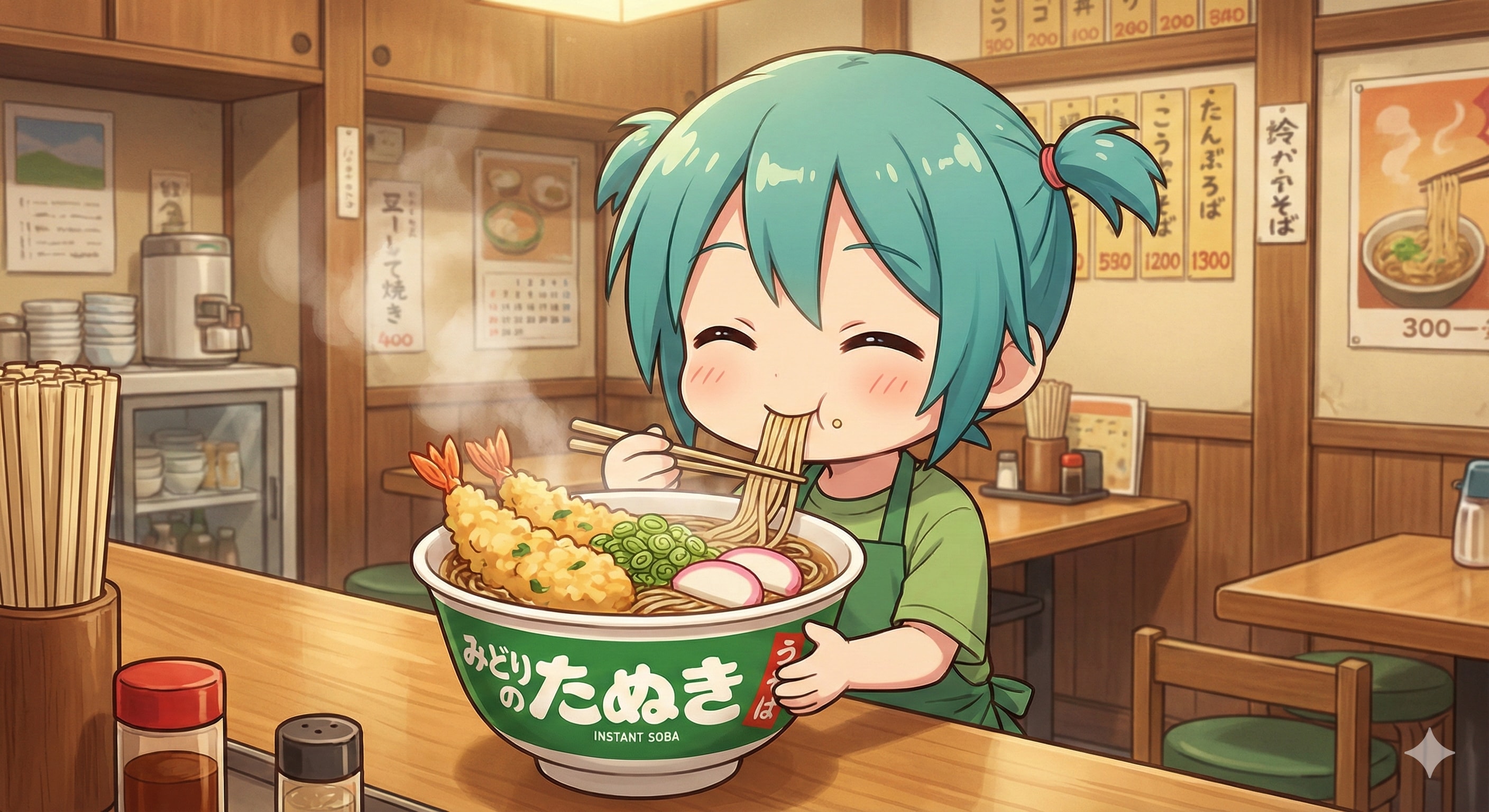 今日のお昼ご飯は、緑のたぬきです | の人気AIイラスト・グラビア