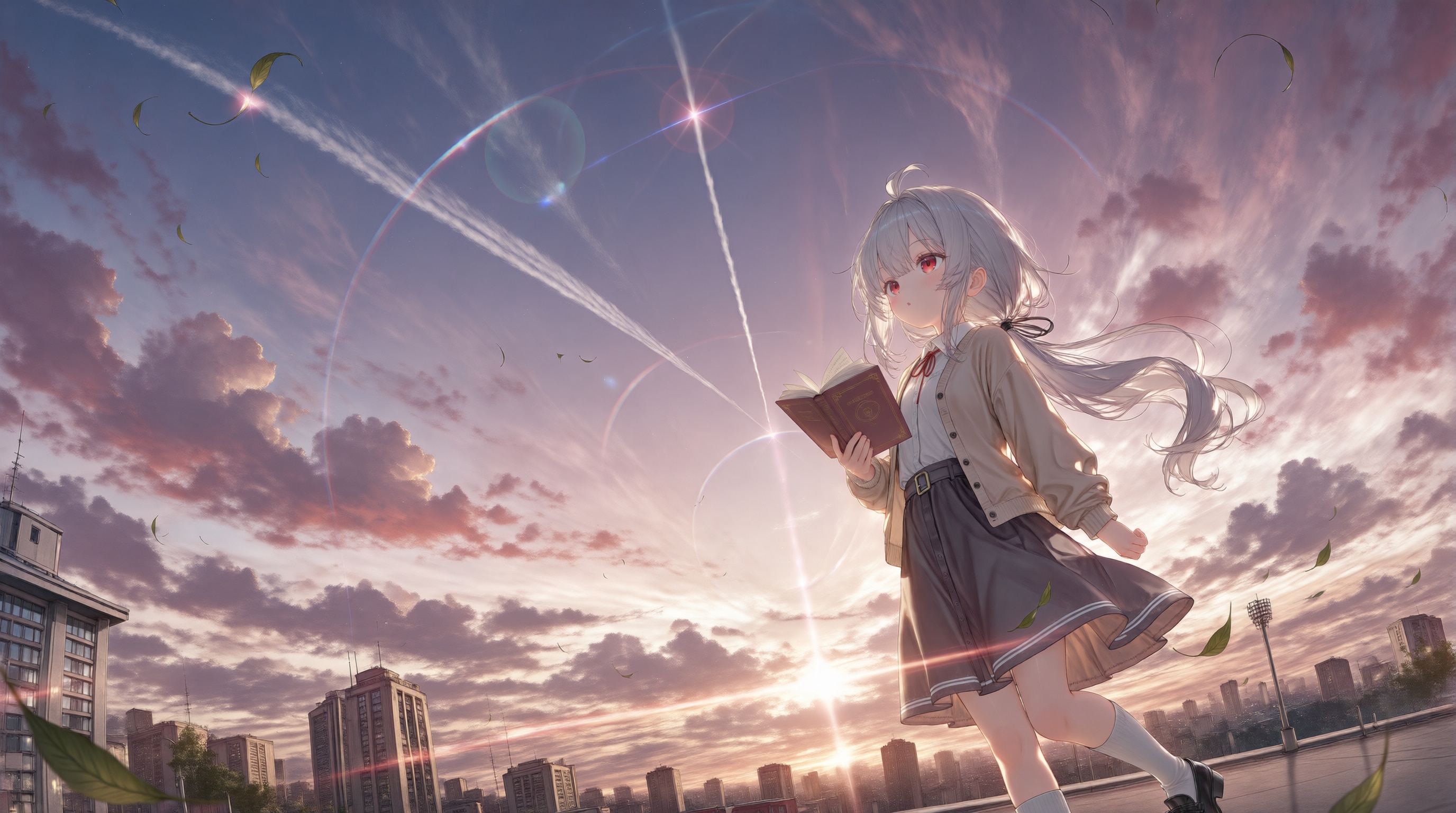 夕暮れのひこうき雲