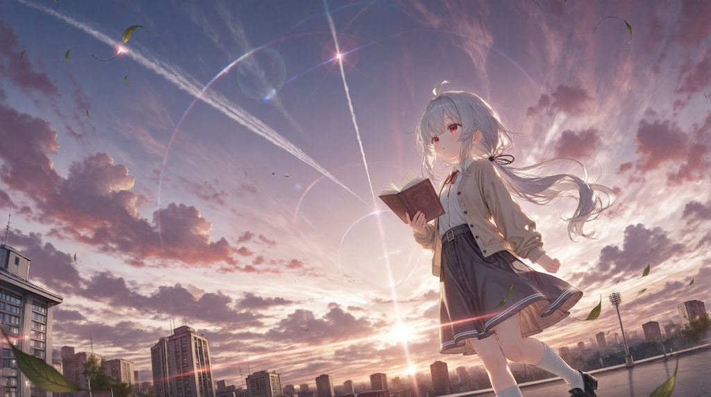 夕暮れのひこうき雲