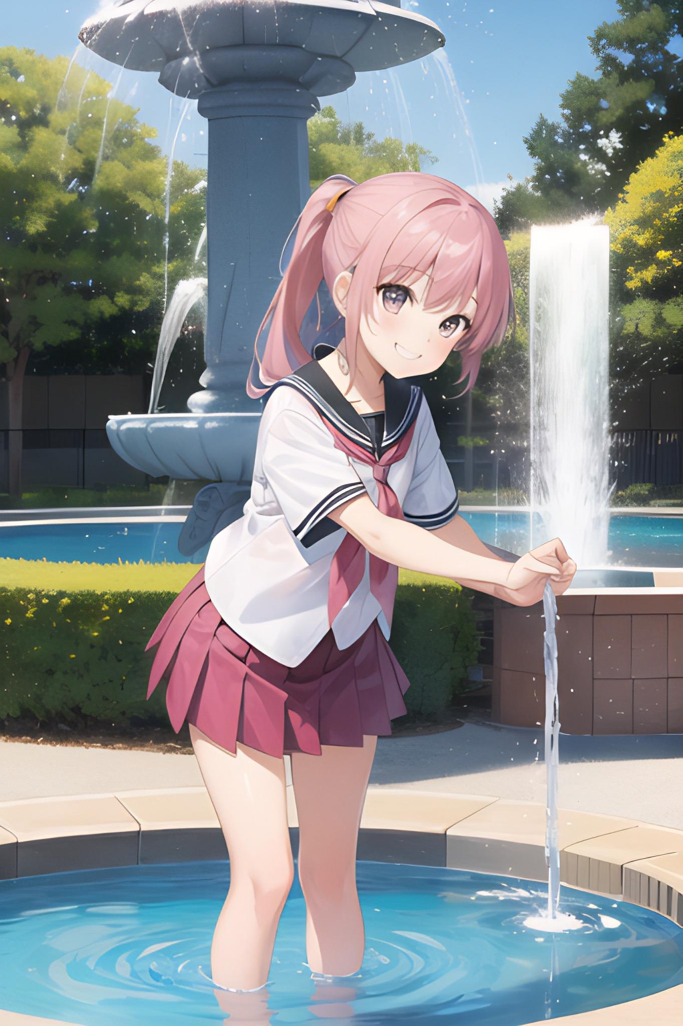 制服で水遊び(4)
