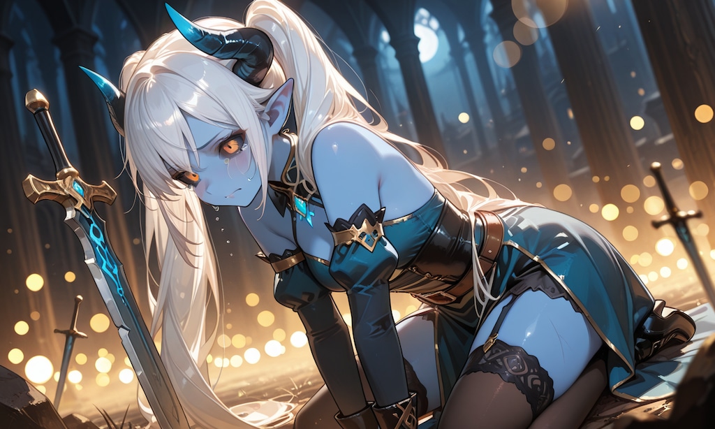 敗北してしまった魔族の女の子