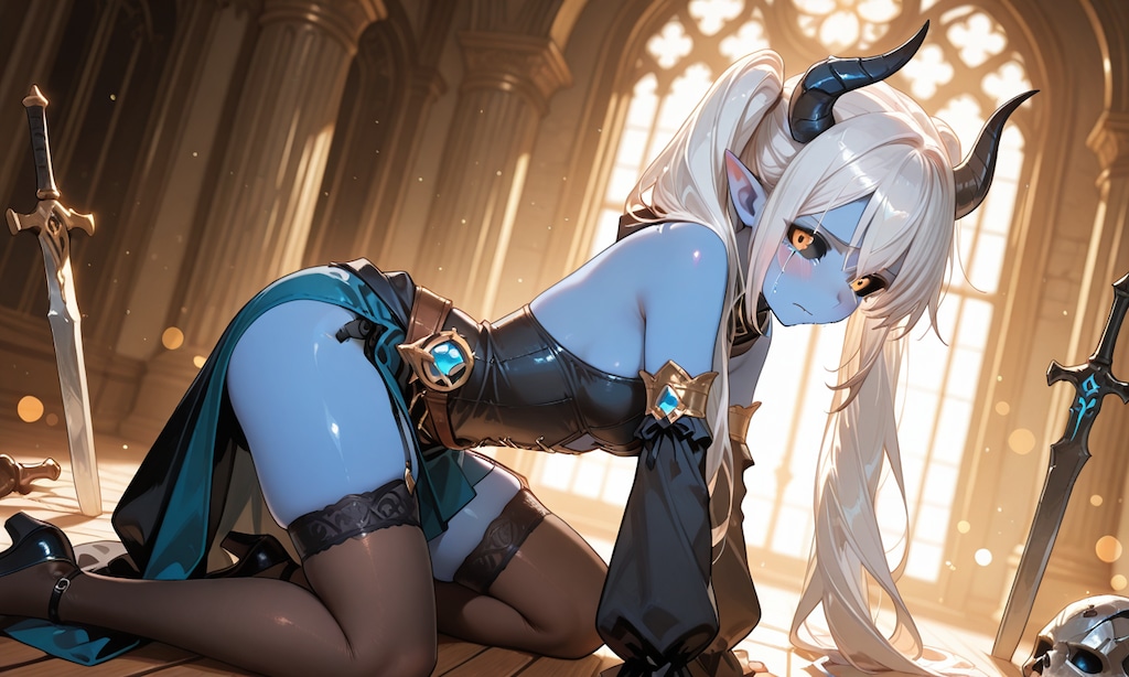 敗北してしまった魔族の女の子