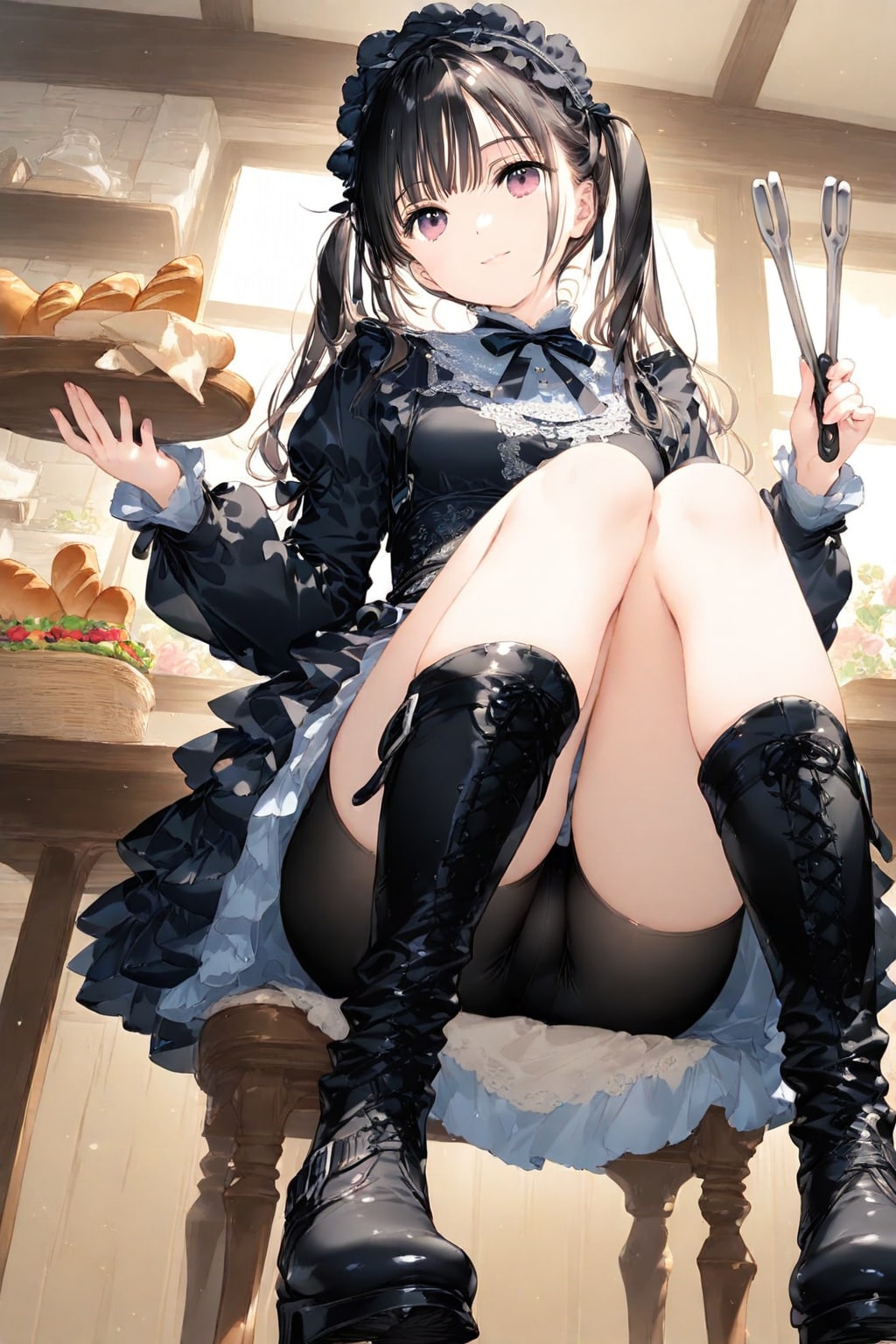 今日も上手く焼けたわね❤️トングに力を入れ過ぎなように慎重に❤️