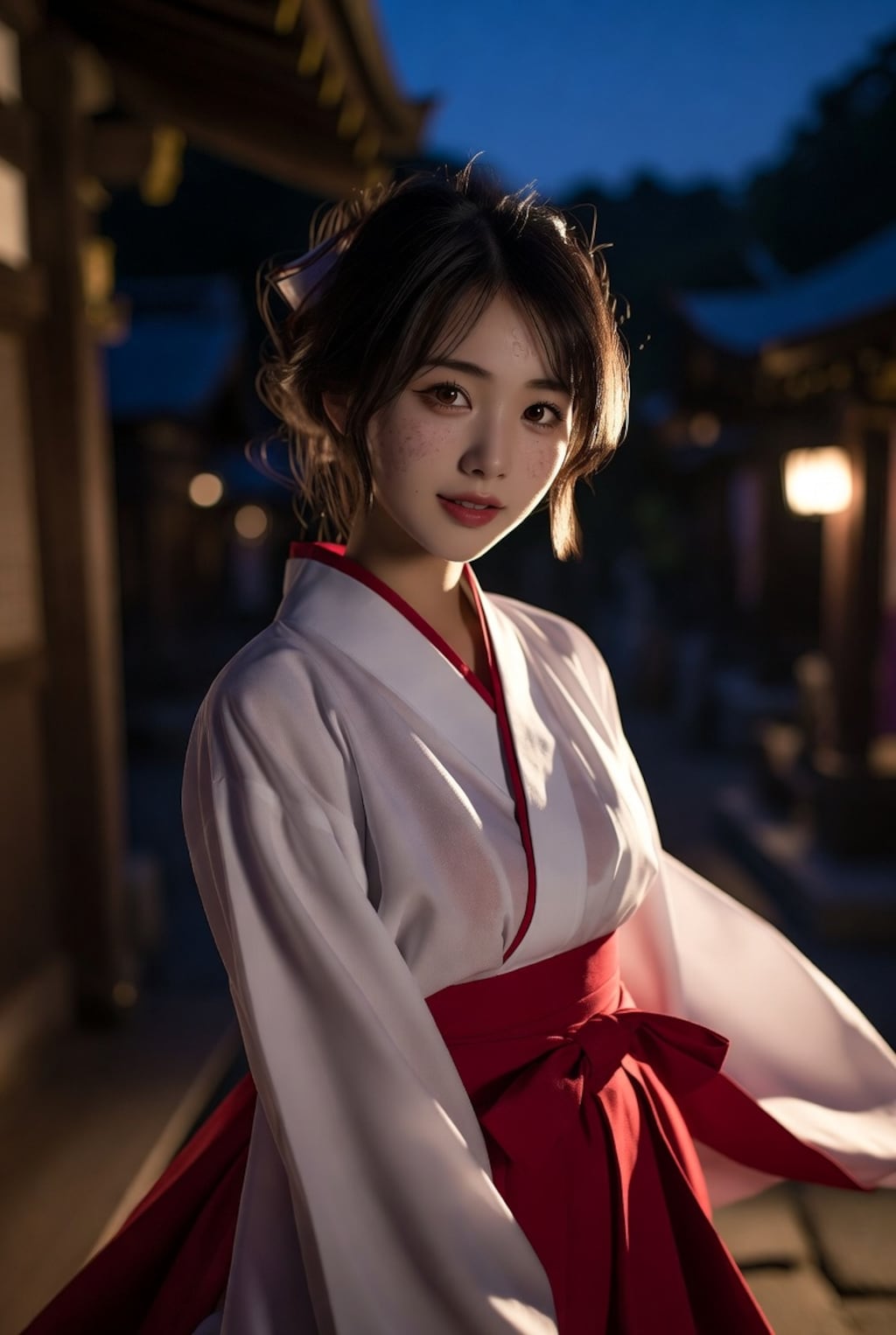 黒髪ボブで巫女服の美女７