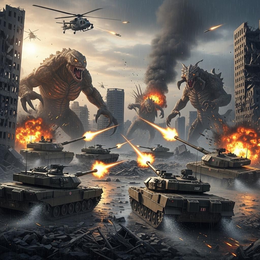J隊VS怪獣