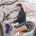 自転車パンチラJK 7枚目