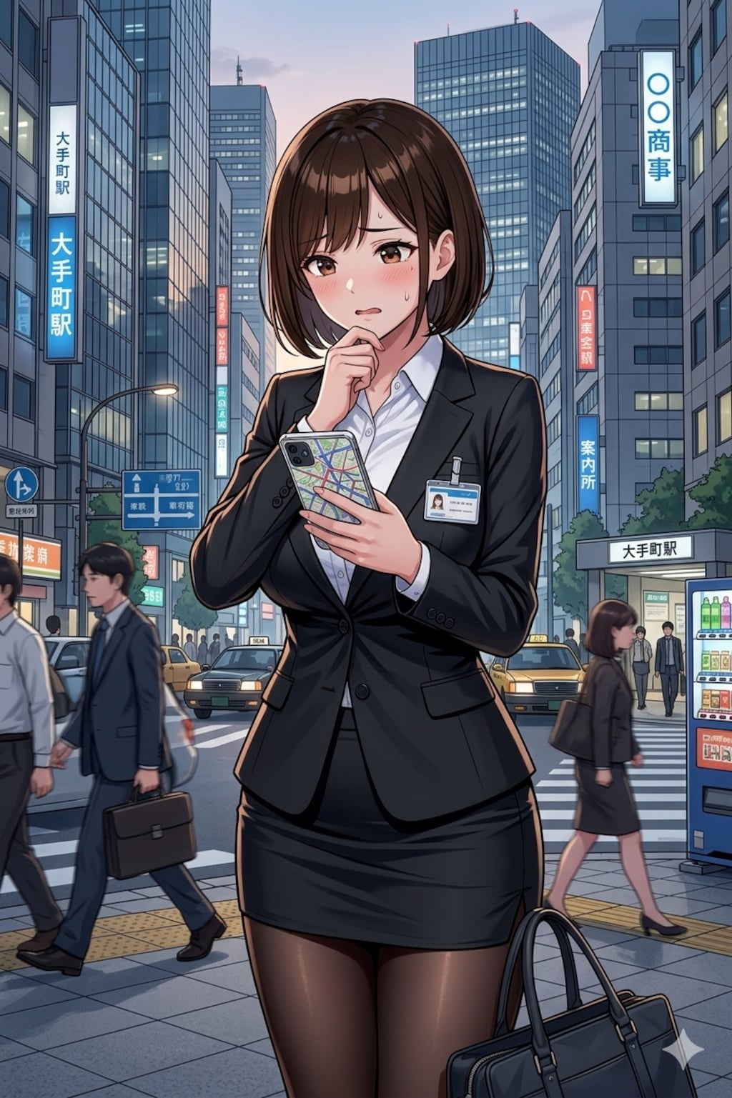 オフィス街で道に迷うアキちゃん