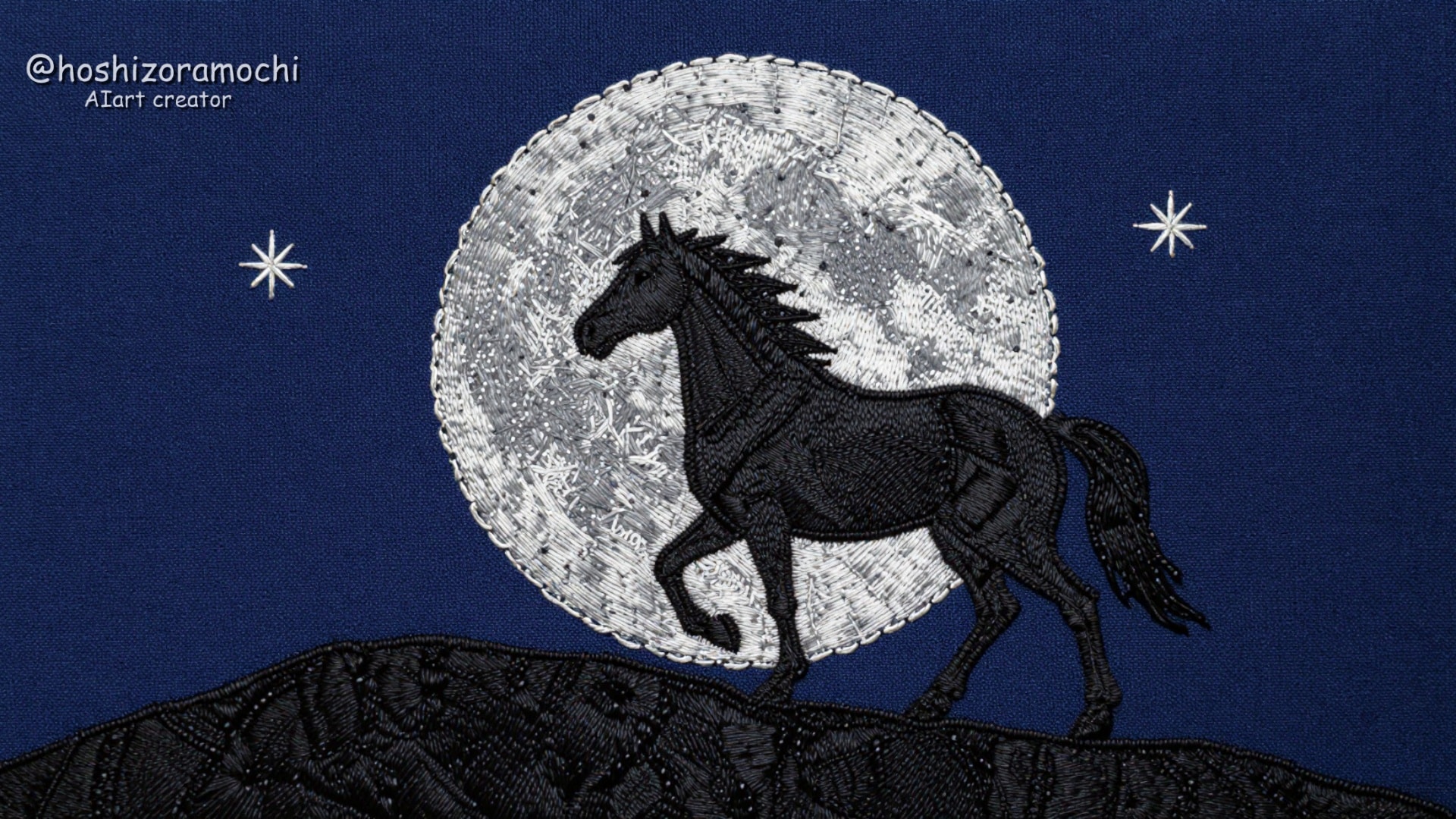 月夜を行く馬のシルエット | の人気AIイラスト・グラビア