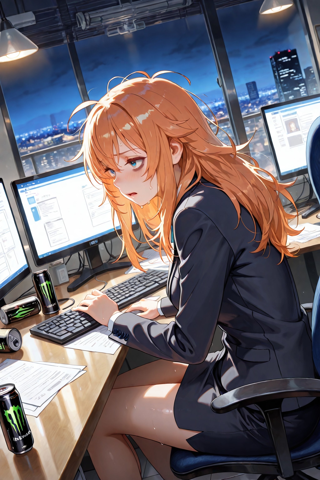 仕事と戦うOL | の人気AIイラスト・グラビア