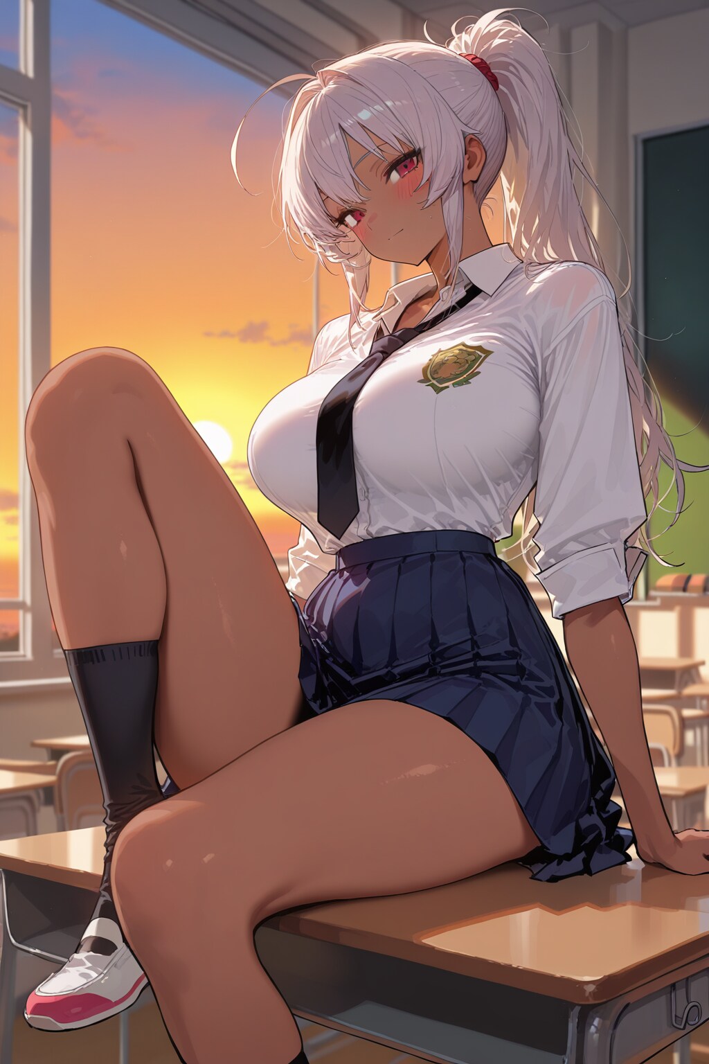 白髪ポニテ