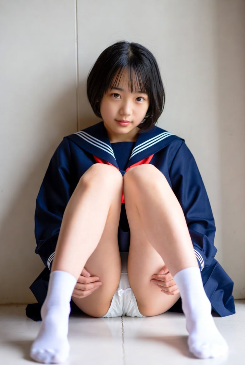 お座り無防備美少女