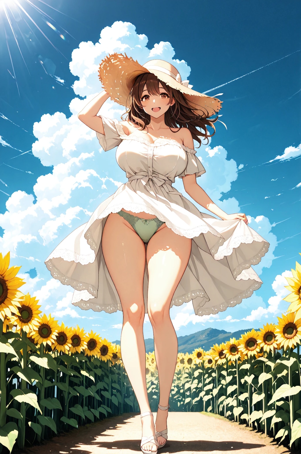 ひまわり畑の女のコ