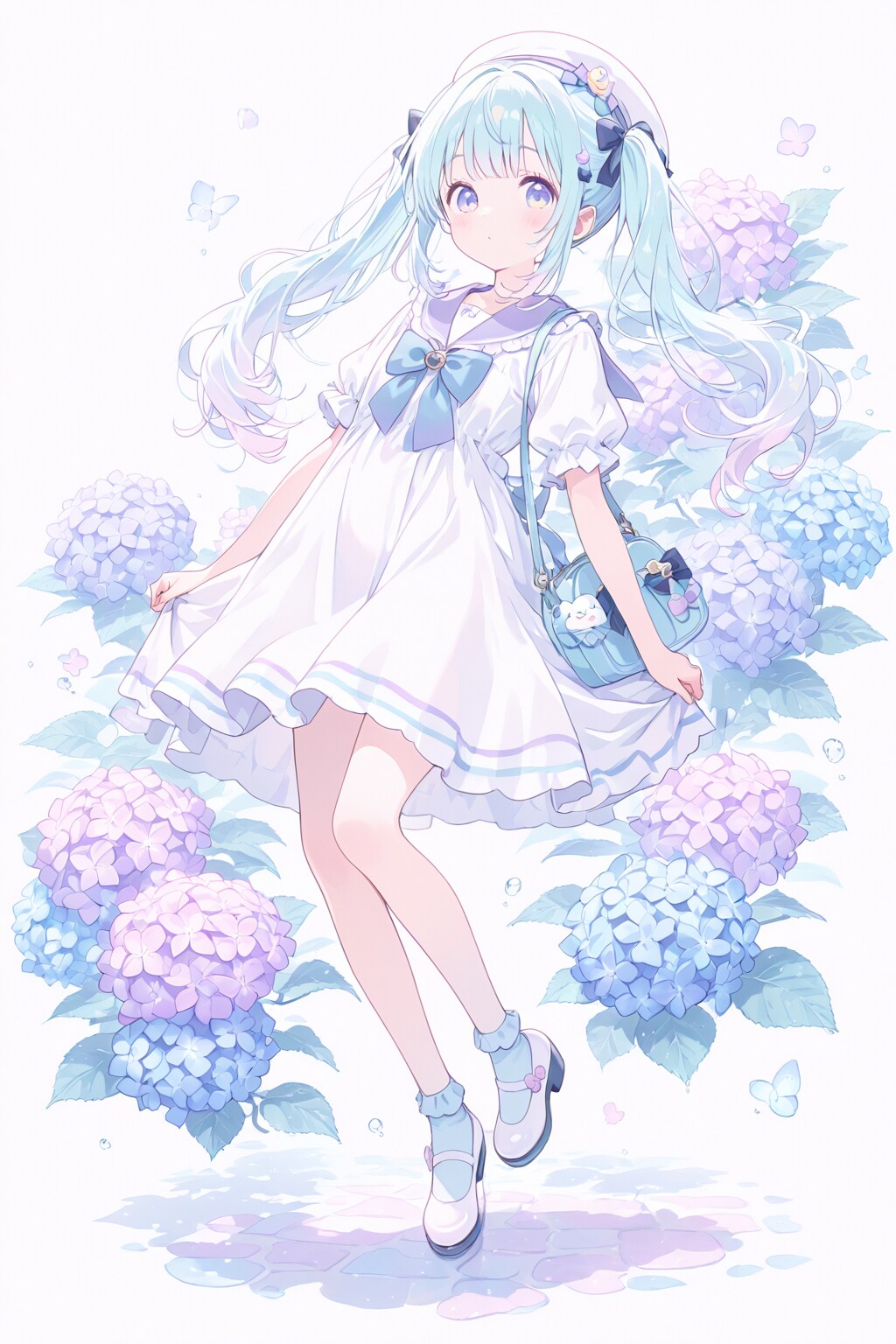 紫陽花と女の子