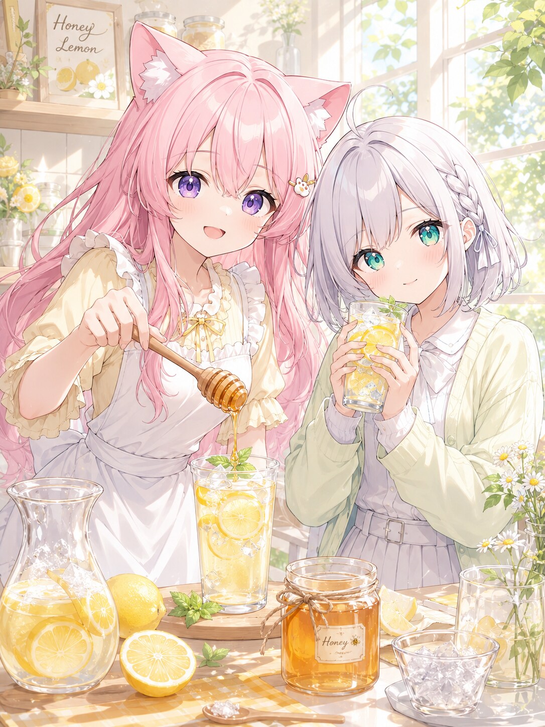 コハクと雪歩のお手製はちみつレモン🍯🍋 | の人気AIイラスト・グラビア