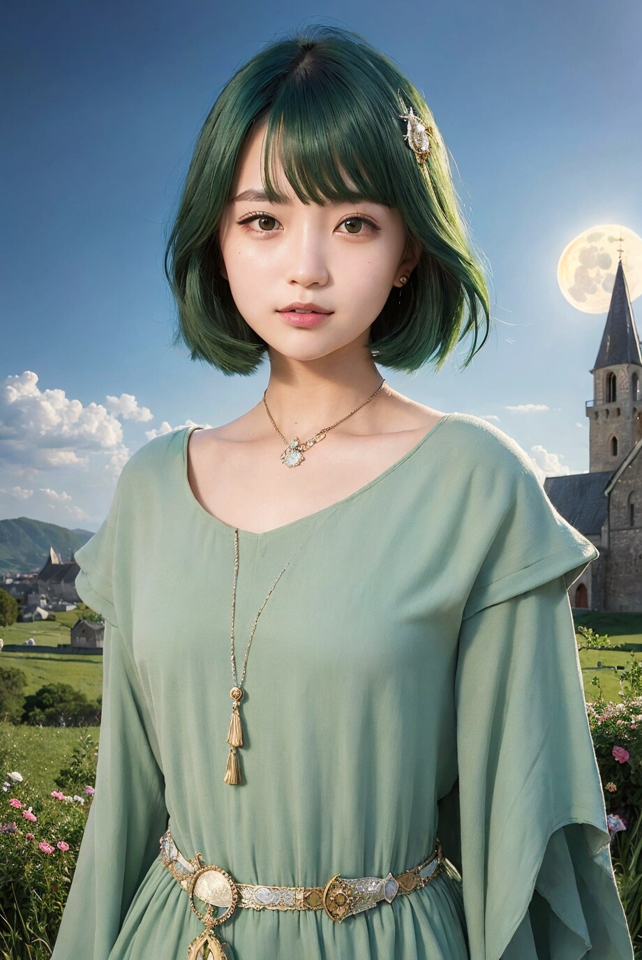 緑髪の村人