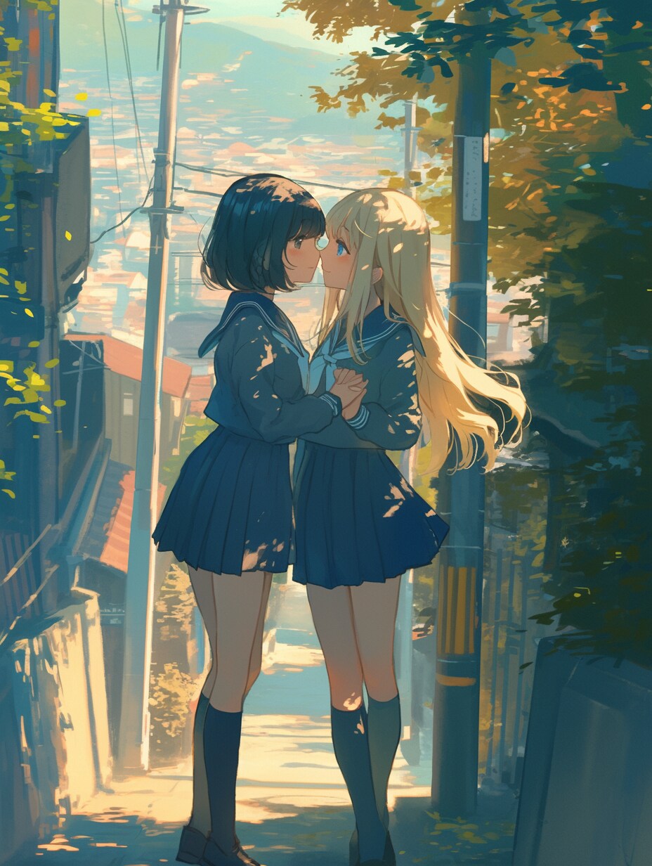 キスしたい二人のJK122 | の人気AIイラスト・グラビア