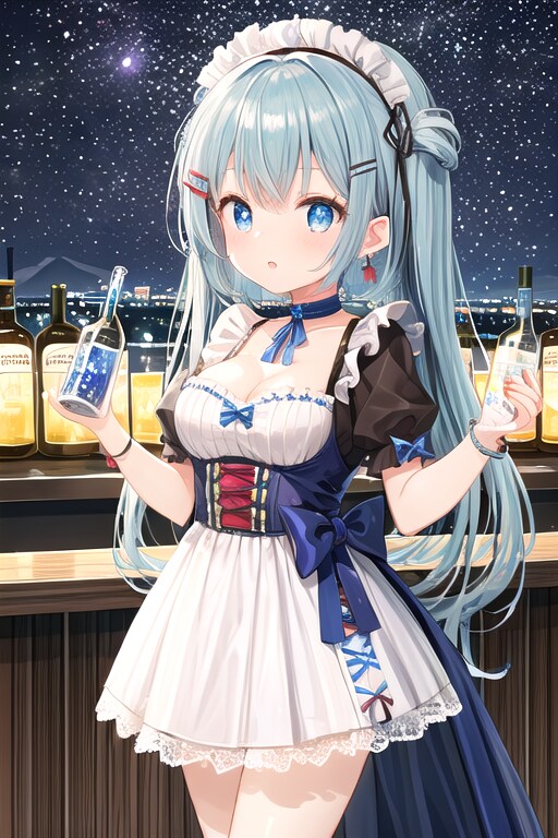 BARで飲んでいるメイド姿のみあにゃん | の人気AIイラスト・グラビア
