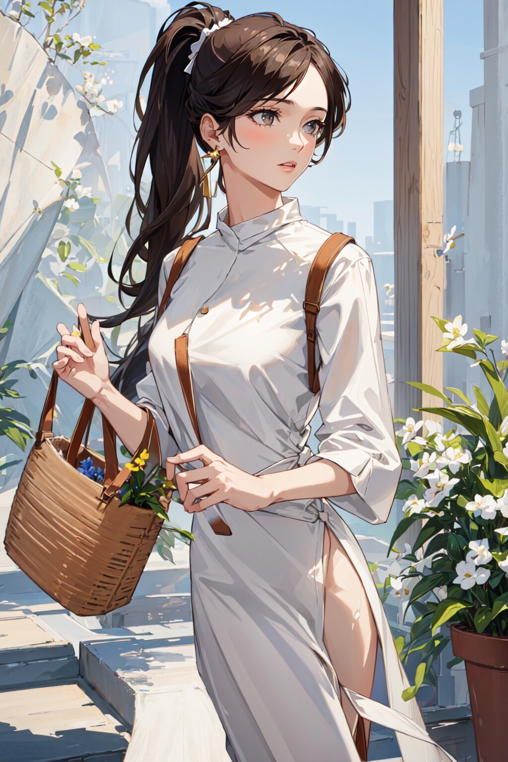 花籠を持った女性